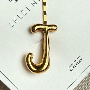 Lelet NY Gold Tone Metal Hair Clip Initial J New